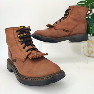 Ariat Women's Ropers Kiltie Brown Leather Lace Up Boots 31027 Size 8.5